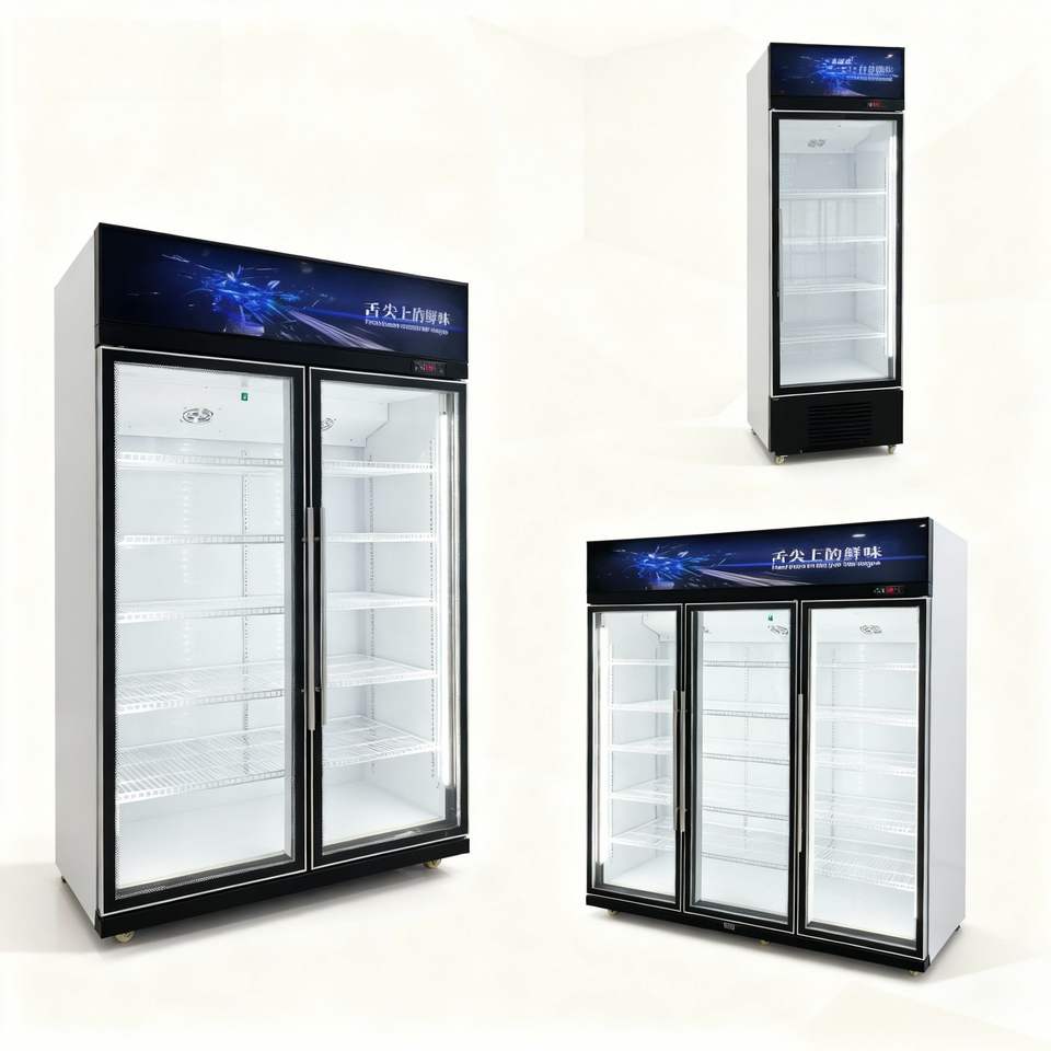 Double Sliding Glass Door Upright Beverage Display Refrigerator Space ...