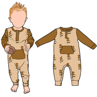 Kleine Glow Kid Hot Selling Custom Lange Mouwen Zachte Bamboe Snap Romper Bamboe Baby Pyjama Met Rits Voetenzak voor Kinderen