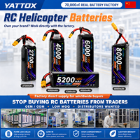 Batterie Lipo Yattox Factory Direct 6S 6000mAh 120C à décharge élevée 100% LCO pour hélicoptère RC, jet EDF, voiture, bateau