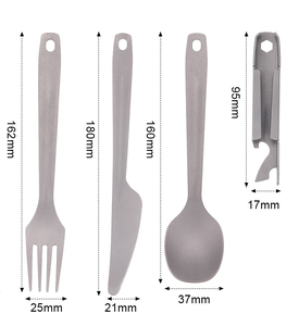 In titanio cucchiaio coltello forchetta <span class=keywords><strong>4</strong></span> pezzi posate all'aperto campeggio Picnic posate 3 pezzi <span class=keywords><strong>Set</strong></span> posate da campeggio accessori da campeggio - Product Image 6