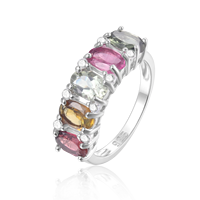 W0401 Bague de Fiançailles en Argent Sterling 925 avec Pierre Précieuse Naturelle, Bijou Fin pour Femme, Idéale pour Mariage et Cérémonie Nuptiale
