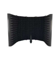 Écran d'isolation pour microphone moderne de qualité supérieure à 5 panneaux métalliques, pare-vent pliable en mousse insonorisante, garantie 3 ans pour studio