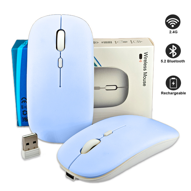Blue Portable 2.4Ghz Wireless for Bluetooth Mouse for Home Office Use