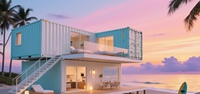 Diseño de Villa de Hotel de Lujo Moderno, Casa Contenedor Prefabricada de 2 Pisos, Vivienda Pequeña