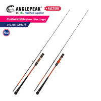 Canne à pêche pour bateau 1,91 m, canne à jigging à vitesse lente M MH en fibre de carbone, anneaux FUJI Sic+A, porte-moulinet FUJI, canne à jigging lent