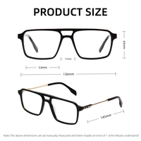 Montura de Gafas Ópticas de Acetato de Marco Completo con Diseño de Doble Viga, Textura Clásica y Versátil, Elegante para Unisex RDA10179