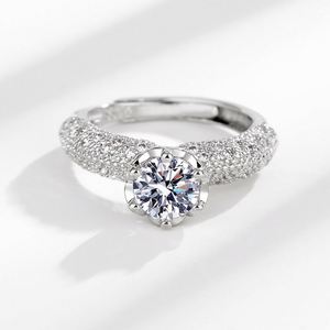 Simulated Diamond Jewelry Moissanite <b>Ring</b> Full Moissanite Flower Diamond <b>Ring</b> <b>Adjustable</b> Open Zircon <b>Ring</b> for Bridal - Product Image 4