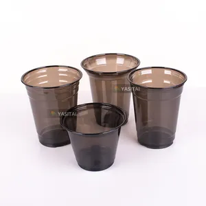 使い捨てプラスチック黒色PETフラット形状ミルクシェイクボバ茶工場売れ筋カップ
