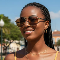 Lunettes de soleil de style aviateur en métal, logo personnalisé, unisexe, légères, double pont, plusieurs couleurs de verres, UV400