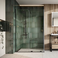 Porte de douche coulissante sans cadre en verre trempé en acier inoxydable moderne, épaisseur 8 mm, étanche, durable, écologique, CE/GS/WATER, hôtel
