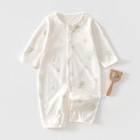 Combinaison bébé unisexe en coton à manches courtes, respirante, fine et légère, fermeture à boutons pression, motif de dessin animé, style mignon, été