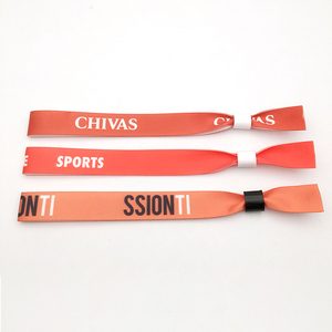 Event Party Festival Customized Popular Slide Lock Colorful Design Print Logo Disposable Ribbon Satin Cloth Fabric Wristband