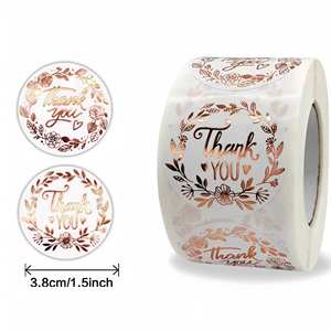 Fabrikpreis Logo 1 Zoll Dankeskarten Postaufkleber Kraftpapier Wasserfeste Geschäftsaufkleber Herz Dankeschön-Aufkleber - Product Image 3