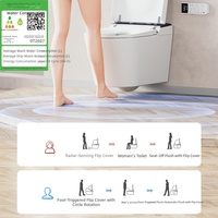WC mural monobloc intelligent entièrement automatique en acier inoxydable, design flottant, couvercle relevable, drainage mural intégré, anti-éclaboussures