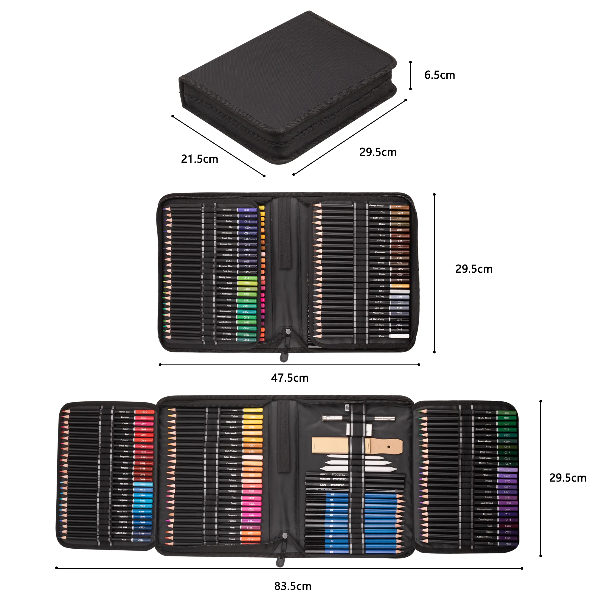 מכירה לוהטת 144pcs מקצועי צבע עיפרון ציור עיפרון סט במקרה ניילון כולל 120 צבע עיפרון לרישום וציור