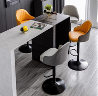 Tabourets de bar modernes et minimalistes en fer, base en acier inoxydable, design durable - Luxe léger, dossier haut, hauteur réglable pour usage domestique