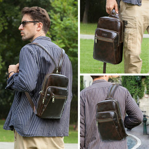 Hợp Thời Trang Người Đàn Ông Của Nhỏ Chính Hãng Da Mini Ba Lô Túi Cho 8.3 'Ipad Xách Tay Ba Lô Với Nhiều Túi Sling Vai Túi Người Đàn Ông - Product Image 5