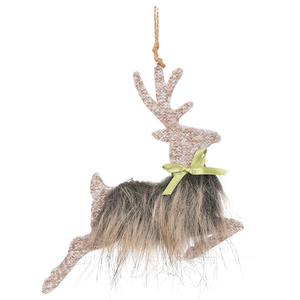 Décoration suspendue renne sauteur or rosé avec fourrure touffue pour arbres de Noël, <span class=keywords><strong>boutiques</strong></span> de cadeaux, présentation de gros saisonnière - Product Image 2