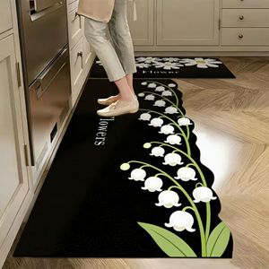 Tapis de cuisine floral en terre de diatomée, antidérapant, rectangulaire, pour cuisine, salon, chambre, salle de bain, entrée - Product Image 1