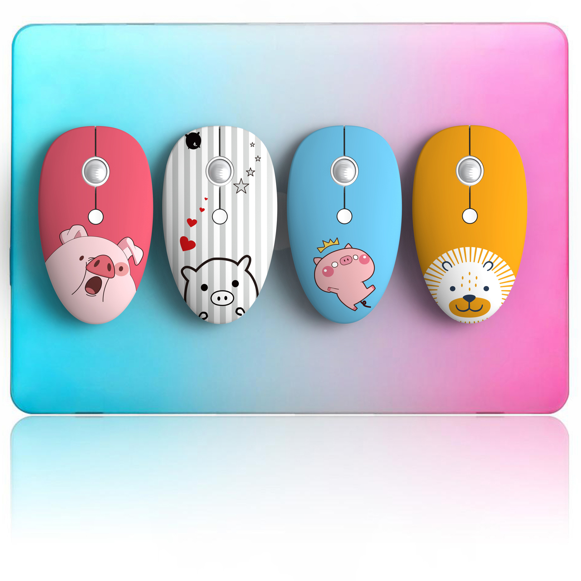 Cute Animal Cartoon Less Mouse Mouse Cordless USB ottico 2.4GHz Mouse Wireless per PC Laptop Computer Notebook