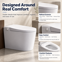 WC intelligent moderne automatique en céramique monobloc avec bidet intégré, télécommande, siège chauffant et fonction lavage féminin pour salle de bain