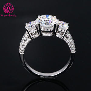 ラグジュアリー三部作リング合計3CT Moissaniteウェディングエンゲージメントリング9K 10K 14K 18KホワイトゴールドMoissaniteリングダイヤモンドリング - Product Image 4