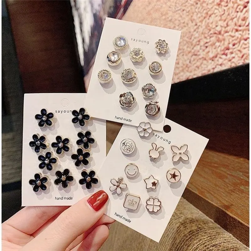 10Pcs/Pack Cute Enamel Brooches Pins Pearl Neckline Mini Collar Lapel Pin Buckle Fixed Clothes Invisible Brooch Jewelry Sets