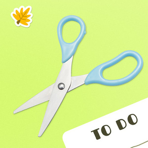 Tijeras para manualidades para niños, tijeras portátiles de acero inoxidable de 135mm para cortar papel de oficina con fundas - Product Image 2