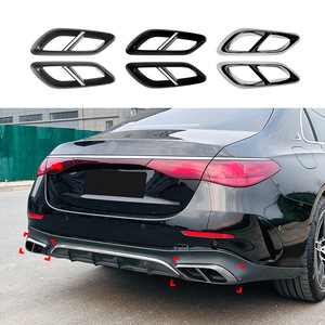 Mercedes-Benz E-Class W214 Exhaust Tailpipe Frame Piano Black Carbon Fiber Texture Electroplated Silver Adhesive Decal - Product Image 5