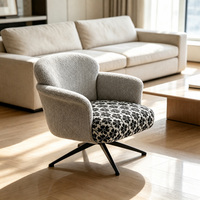 Fauteuil rembourré à hauteur réglable avec coussin de siège floral, base étoile en métal noir, fauteuil pivotant pour la maison