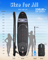 Planche à pagaie gonflable portable SEAPLUS avec matériau PVC et EVA Drop Stitch, système à 3 ailerons, légère (8,2 kg)