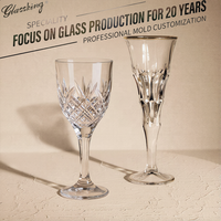 Verre à vin vide de luxe de style chinois, nouveau, en cristal taillé coloré sur mesure, 170-320 ml, avec logo personnalisé, teinté rose et rouge
