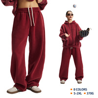 Pantalon de survêtement unisexe vintage d'hiver, imprimé sur demande en usine, doublé polaire 370G, délavé et vieilli, avec cordon de serrage