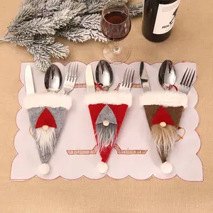 テーブル食器装飾用品クリスマスサンタナイフフォークホルダークリスマスパーティーディナー用クリスマスカトラリーカバー