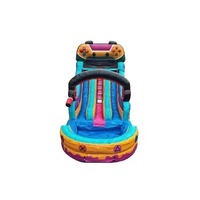 Toboggan aquatique gonflable double piste de 15 pieds pour fêtes au bord de la piscine et divertissements aquatiques en plein air