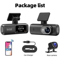 Caméra de tableau de bord portable IPS double objectif 4G 4K GPS avec enregistreur vidéo grand angle 170° WiFi SIM Cloud DVR App Live