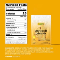 Poudre d'électrolytes de coco en marque blanche OEM, mélange pour boisson hydratante sportive au gingembre et curcuma, sans sucre ajouté, à base de plantes