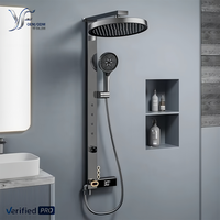 Ensemble de douche de luxe YF 2026 à double poignée en cuivre chromé |   Affichage numérique LED |   Boutons de piano |   Douche murale de massage à jets doux