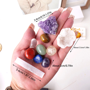 Lot <span class=keywords><strong>de</strong></span> 7 cristaux <span class=keywords><strong>de</strong></span> guérison des chakras avec amas d'améthyste, géode <span class=keywords><strong>de</strong></span> quartz clair et baguette <span class=keywords><strong>de</strong></span> sélénite pour l'équilibrage énergétique - Product Image 2