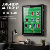 Cadre de présentation en bois pour cartes sportives, fond terrain de football, vitrine murale pour cartes à collectionner, boîte de rangement pour cartes de collection