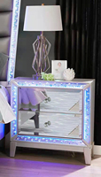 Ensemble de 5 pièces de haute qualité avec commode blanche + table de nuit + commode à 4 tiroirs + lit de rangement LED +