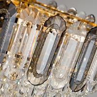 Salon De Luxe Moderne Cristal Rectangulaire Led Suspension Hauteur Réglable Cuisine Îlot À Manger Lustre