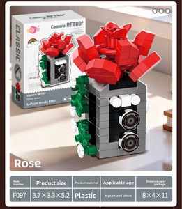 Bloques de Construcción de Plástico ABS Personalizados, Serie de Cámara Vintage con Flores Eternas, Juguete Educativo de Ensamblaje - Product Image 6