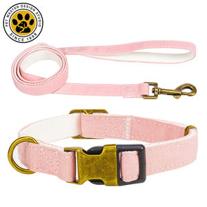 SinSky profesional al por mayor al aire libre ajustable lindo Rosa lienzo Mini perro Collar y correa conjunto con hebilla de metal de bronce - Product Image 4