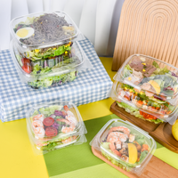 Transparante, heldere PET-scharnierdoosjes voor delicatessen, 8oz, 12oz, 16oz, 24oz, 32oz, lekvrije plastic clamshell verpakkingen voor fruitsalade