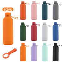 Bouteille d'eau mate en acier inoxydable 304 de 500 ml pour sport, petite ouverture, pour extérieur, collection 2023 Beauchy, vente chaude, avec revêtement en caoutchouc