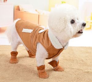 מגפי שלג כלב חורף-נעליים מרופדת צמר עם החלקה לכלבים קטנים - Product Image 4