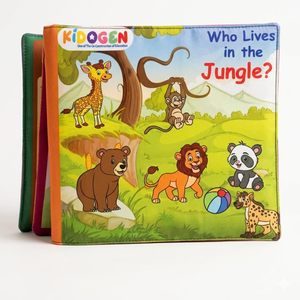 Libro de Tela de Animales Salvajes para Niños |   Libro de aprendizaje sobre animales de la selva y el safari |   Actividad de identificación y reconocimiento de animales - Product Image 1