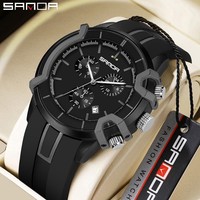 Reloj de Pulsera SANDA 9017 para Hombre, de Cuarzo, Resistente al Agua, con Seis Agujas, Textura de Lujo, Calendario, Cronógrafo, Luminoso, para Negocios