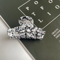 Accessoire de cheveux incrusté de diamants de style rétro coréen pince à griffes en forme de fleur pince à vinaigre étincelant-matériau en acétate de plastique
